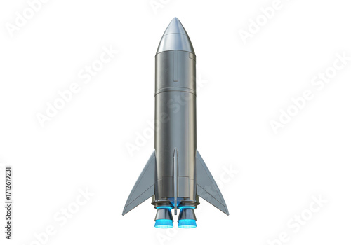 Canvastavla Isolated rocket vehicle, space shuttle 3D rendering, futuristic spaceship model