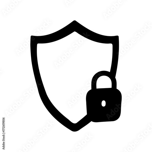 A bold shield locked with a padlock representing security and protection