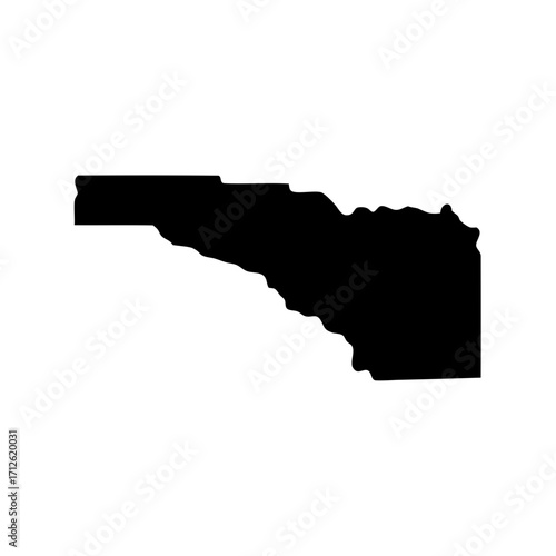 Silhouette of a geographical map, black and white vector representation of region