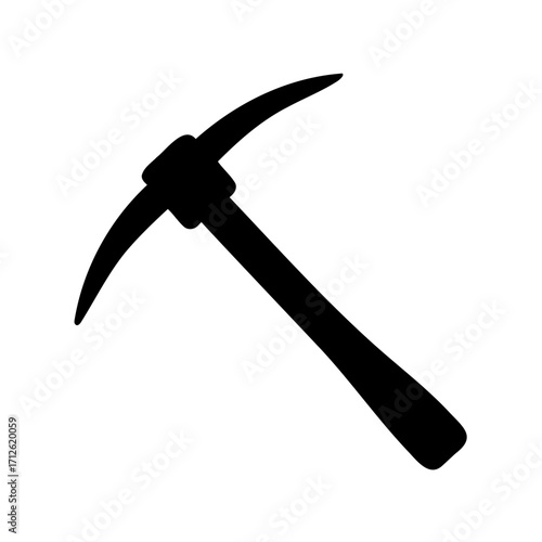 Black silhouette of a pickaxe tool for mining or breaking rocks
