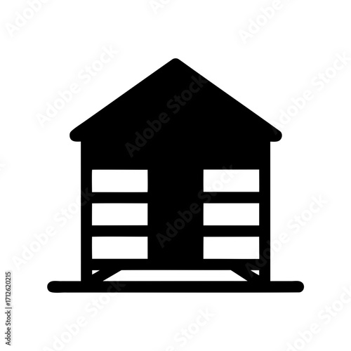 Stylized Silhouette Illustration of a Simple Hut or Small Structure