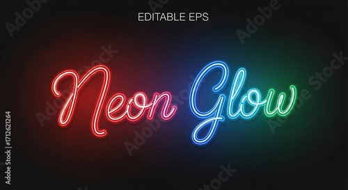Wallpaper Mural Neon Glow Text Effect Colorful Editable EPS. Torontodigital.ca