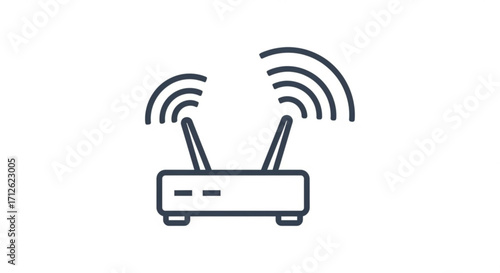 Router vector line icon for network, internet, wifi, connection, signal, and wireless communication systems