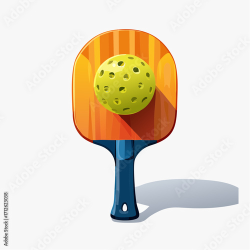 Dynamic illustration of a pickleball paddle with a vibrant yellow ball, symbolizing the growing popularity of this engaging court sport and representing active recreation and competitive fun