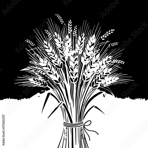 Stylized Black and White Illustration of a Wheat Sheaf