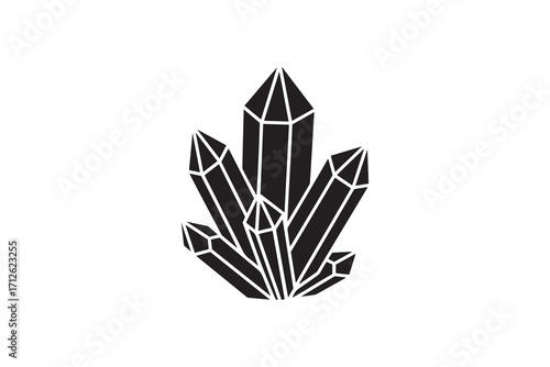 Quartz Crystal Cluster Silhouette Vector Gemstone Cluster Silhouette Clipart