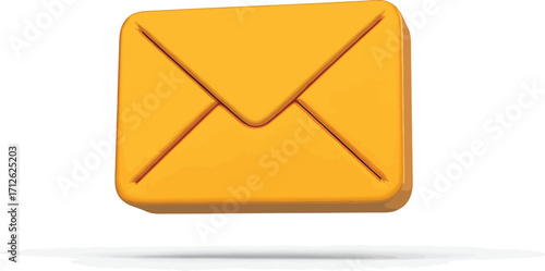 A Golden Email Icon for Digital Communication and Messaging with Shadows