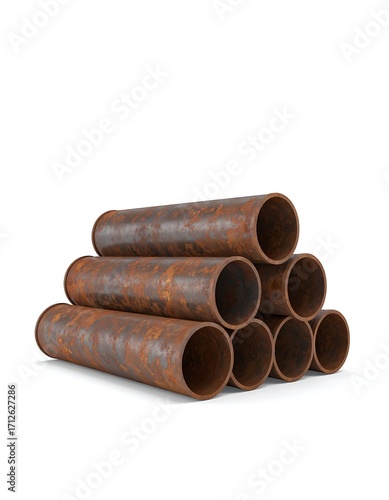 Rusty pipes stacked