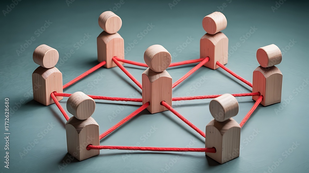 Obraz premium Abstract representation of a connected network of people or team members forming a unified group with interconnected relationships