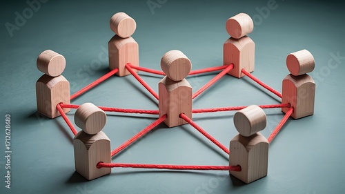 Abstract representation of a connected network of people or team members forming a unified group with interconnected relationships
