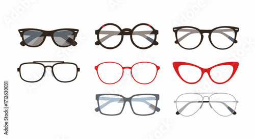 Assorted Eyeglasses Frames Collection on White Background