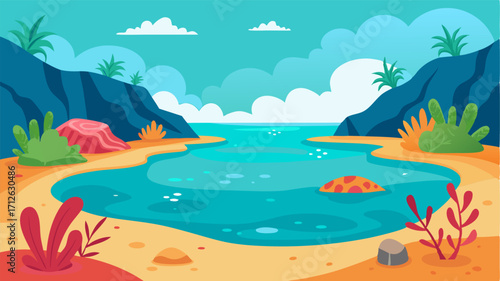 A tranquil spot in the coral lagoon with shallow waters perfect for wading and exploring the diverse array of coral and sea life.