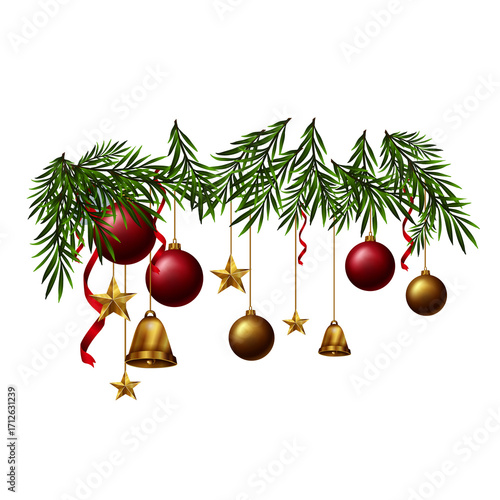 christmas tree with balls and bells