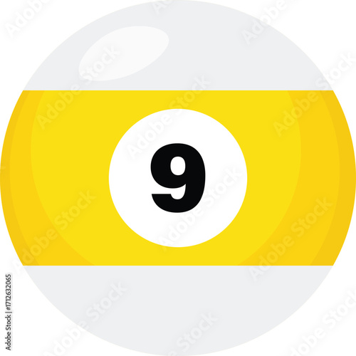 Unique yellow and white number 9 pool ball illustration vector