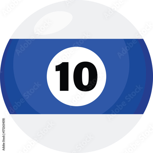 Unique blue and white number 10 pool ball illustration vector