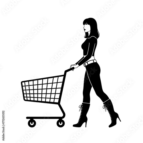 girl with shopping cart