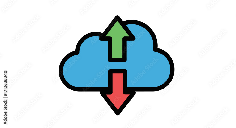 Obraz premium Cloud Computing Data Upload and Download Visualization. A simple illustration showcasing data transfer concepts