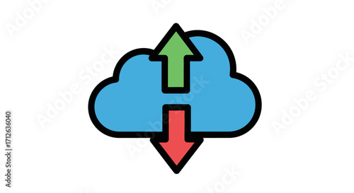 Cloud Computing Data Upload and Download Visualization. A simple illustration showcasing data transfer concepts