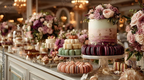 Elegant wedding dessert table