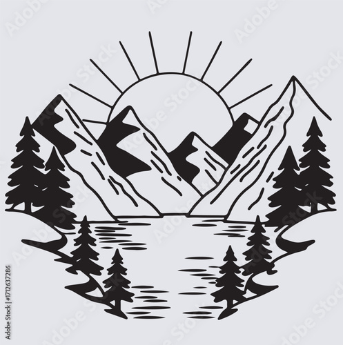 landscape  silhouette vector art illustration