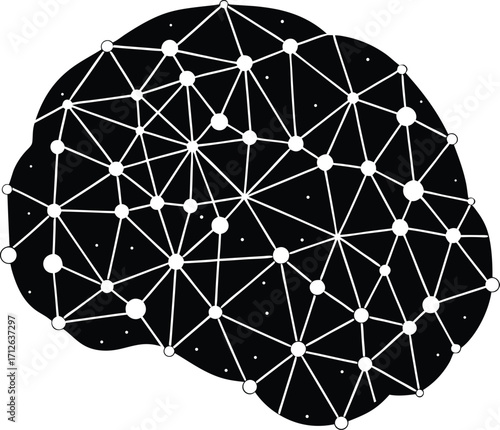 ai brain circuit vector illustration bundle brain silhouette made of interconnected lines
