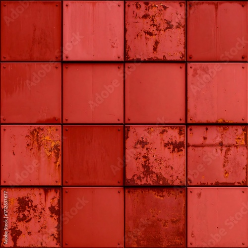 Rusty red metal tiles