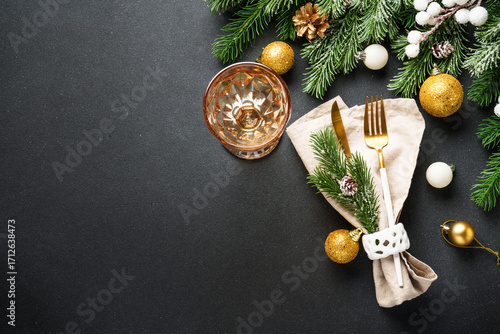 Modern golden cutlery and c...