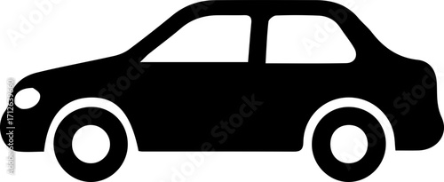 Simple Black Car Icon – Minimalist Vehicle Silhouette