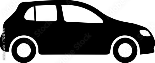 Simple Black Car Icon – Minimalist Vehicle Silhouette