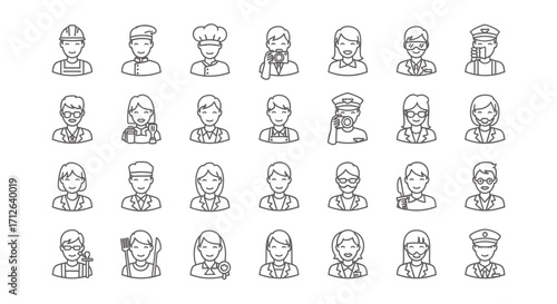 Diverse Professions Icon Set  Construction Chef Doctor Photographer Teacher and Many Other Occupations