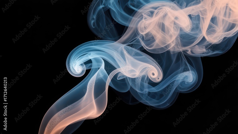 Fototapeta premium Abstract swirls of colored smoke against a black background