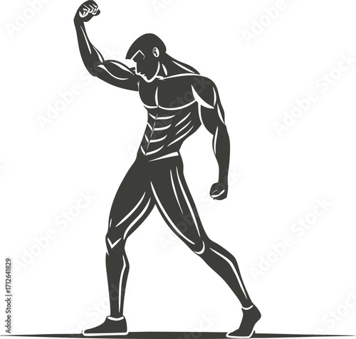 Muscular Bodybuilder Vector illustration Silhouette