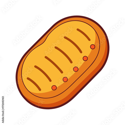 Cartoon loaf of bread with scoring and dots