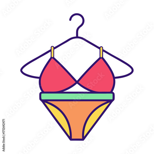 Vibrant bikini on a hanger ready for summer fun