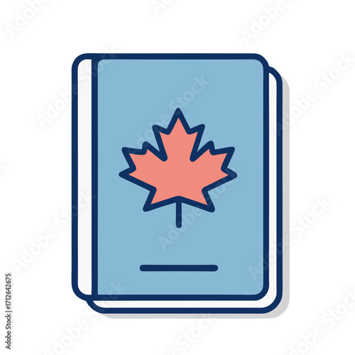 Canadian passport icon with maple leaf symbol