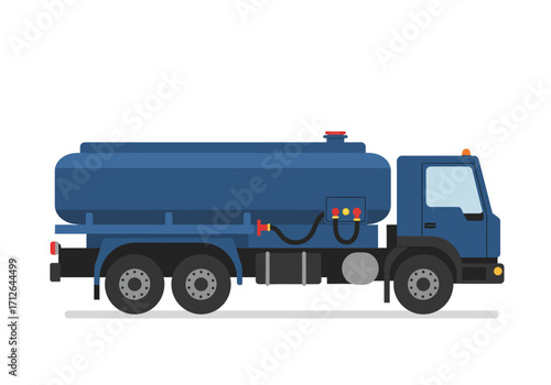 Blue tanker truck with white background
