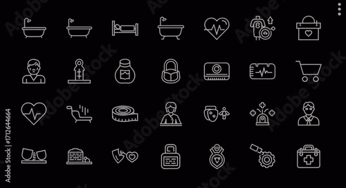 Healthcare Icons Set  Medical Symbols Hospital Elements Patient Care and Wellness Vector Illustrations