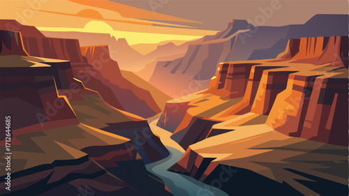 In the early morning light the canyons shadows are soft and muted adding a sense of calm and stillness to the rugged landscape.