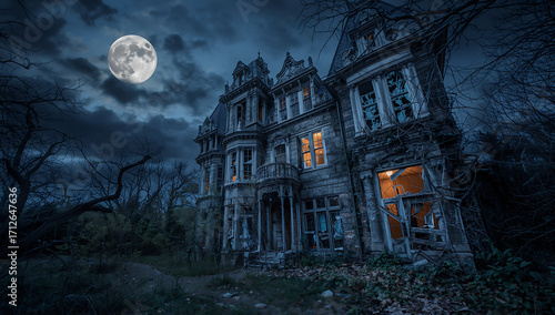 Whispers of the Forgotten Manor: A Full Moon Awakens the Shadows of an Abandoned Past