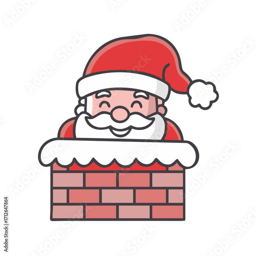 Santa Claus in the Chimney: A cheerful Santa Claus emerges from the chimney, his rosy cheeks and twinkling eyes beaming with Christmas cheer.