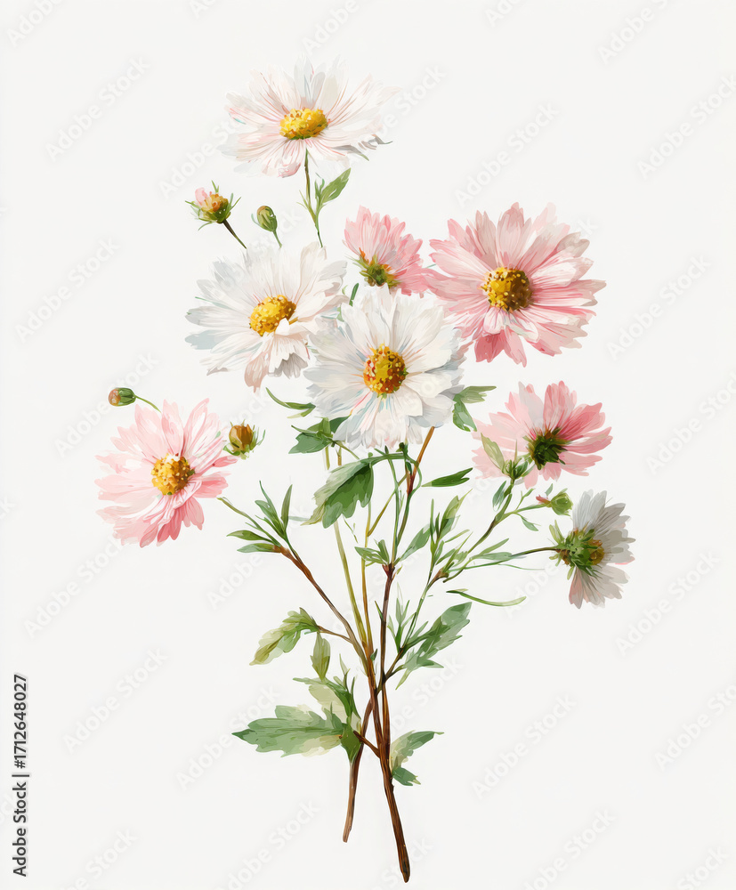 Fototapeta premium Elegant and luxurious cosmos flower illustration for wedding invitation, greeting card