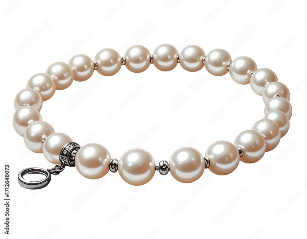 Obraz premium “Classic Circular Pearl Bracelet with Decorative Charm, isolated on transparent background”.