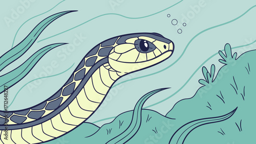 illustration of a sea snake swimming