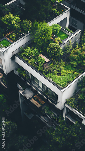 Wallpaper Mural Modern eco-friendly apartment building with green terraces high resolution picture Torontodigital.ca