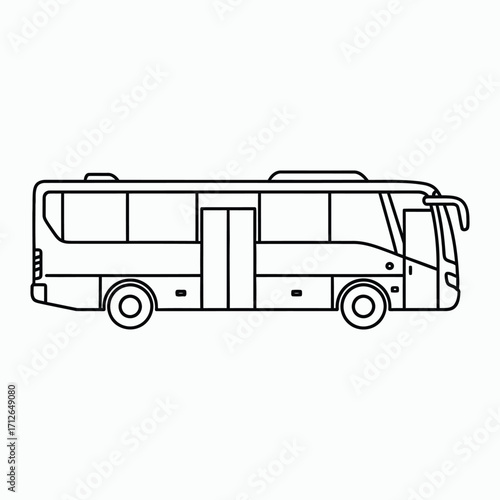 Black outline drawing of a modern passenger bus side view coach vehicle