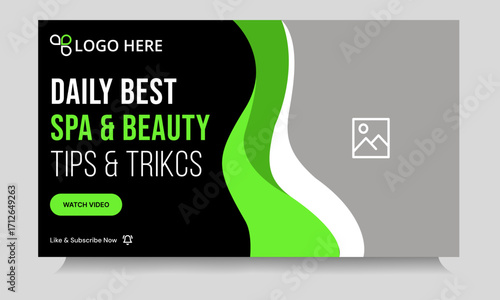 Trending body massage vector youtube video thumbnail banner template design, customizable illustrator eps 10 file format