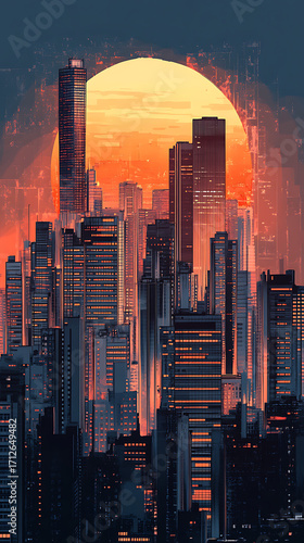 Wallpaper Mural Modern skyline glowing under warm sunset golden light high resolution picture Torontodigital.ca