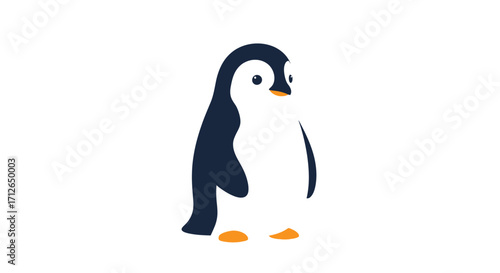 Adorable cartoon penguin with dark blue and white plumage