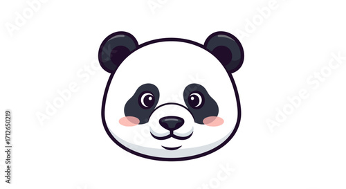 Adorable Panda Face Illustration with Black and White Cartoon Style