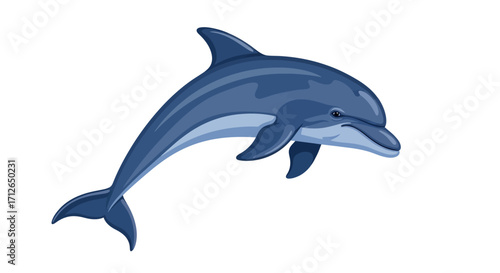 Blue Dolphin Leaping, Dynamic Pose, Detailed Illustration